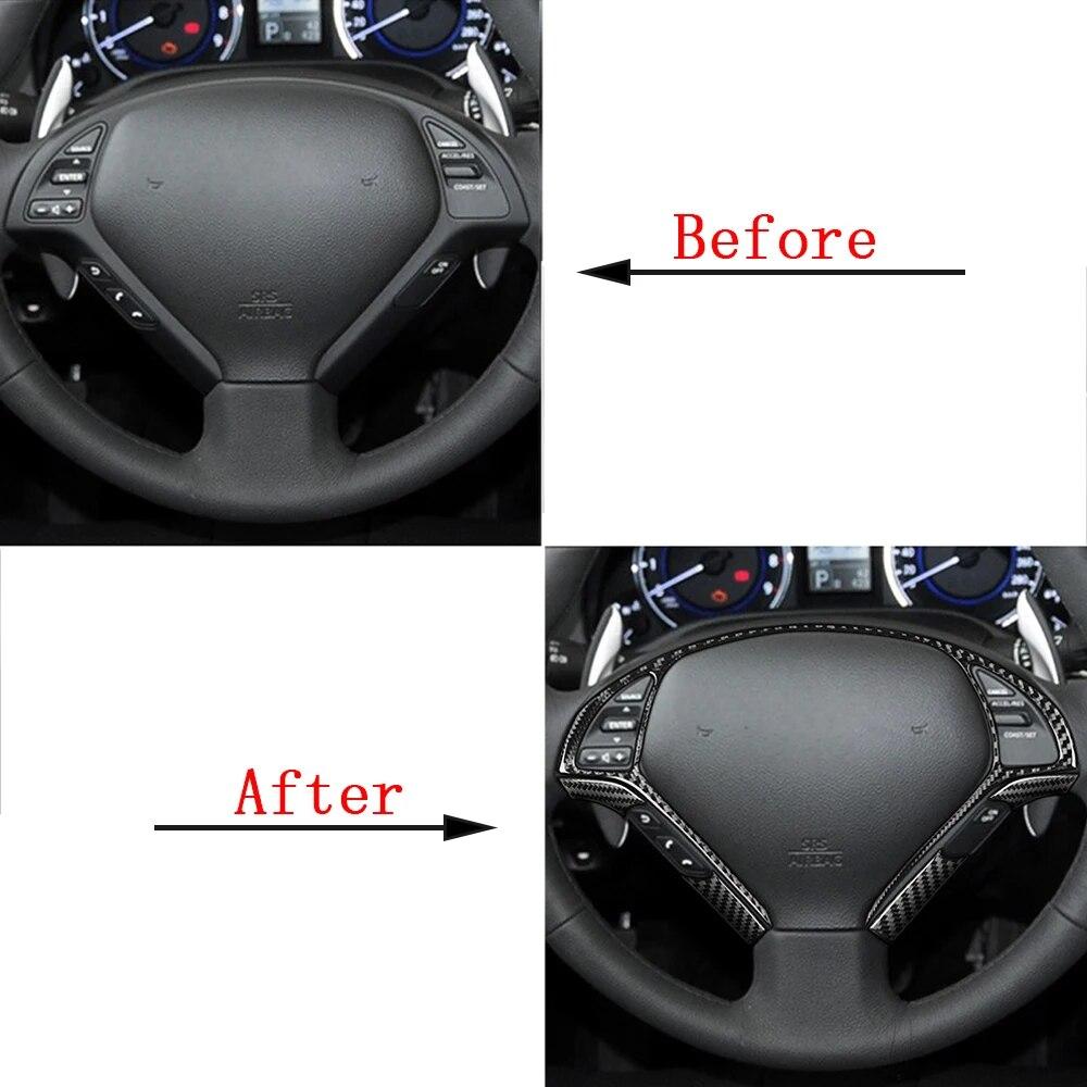 Car Carbon Fiber Steering Wheel Decorative Frame Trim Panel Sticker For INFINITI G37 2010-2013 Interior Accesorios Para El Coche