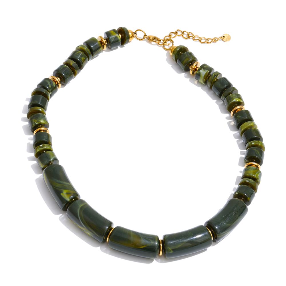 Eetit Fashion Handmade Jewelry Resin Beads Chain Statement Necklace for Women Stainless Steel Waterproof Jewelry 2025 Trendy