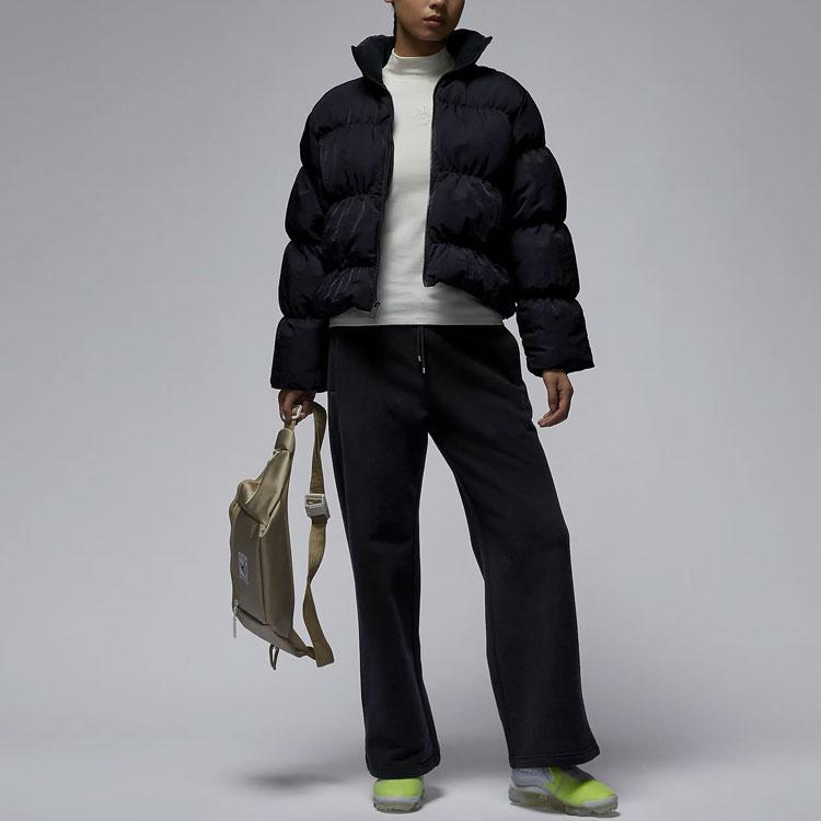 Jordan Solid Color Logo Stand Collar Long Sleeve Cotton Jacket Women Outerwear Black FB5150-010