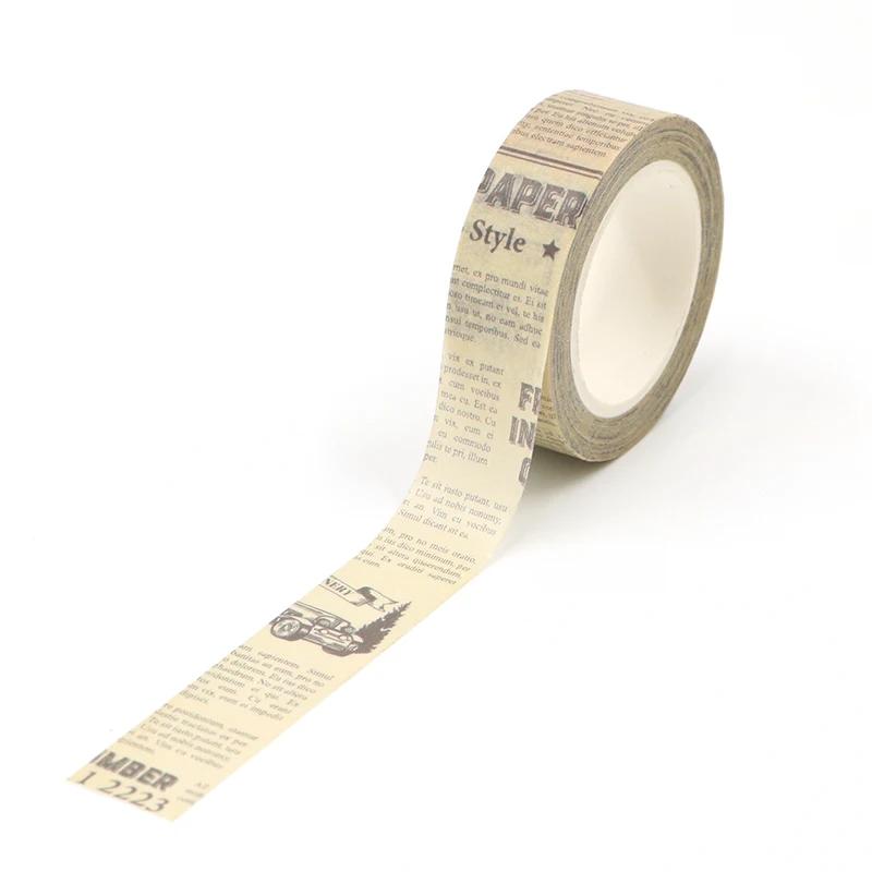 1PC. 10M Decorative Rero Kraft English Script Stamps Map Washi Tape Adhesive Stickers Masking Tape Cute Journaling Stationery