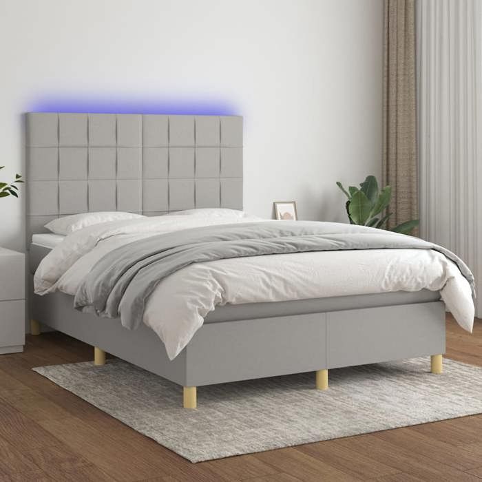 VidaXL Sommier à Lattes de Lit avec Matelas et LED, Lit Rembourré, Lit Double, Lit Adulte de Chambre à Coucher Intérieur, 3135437