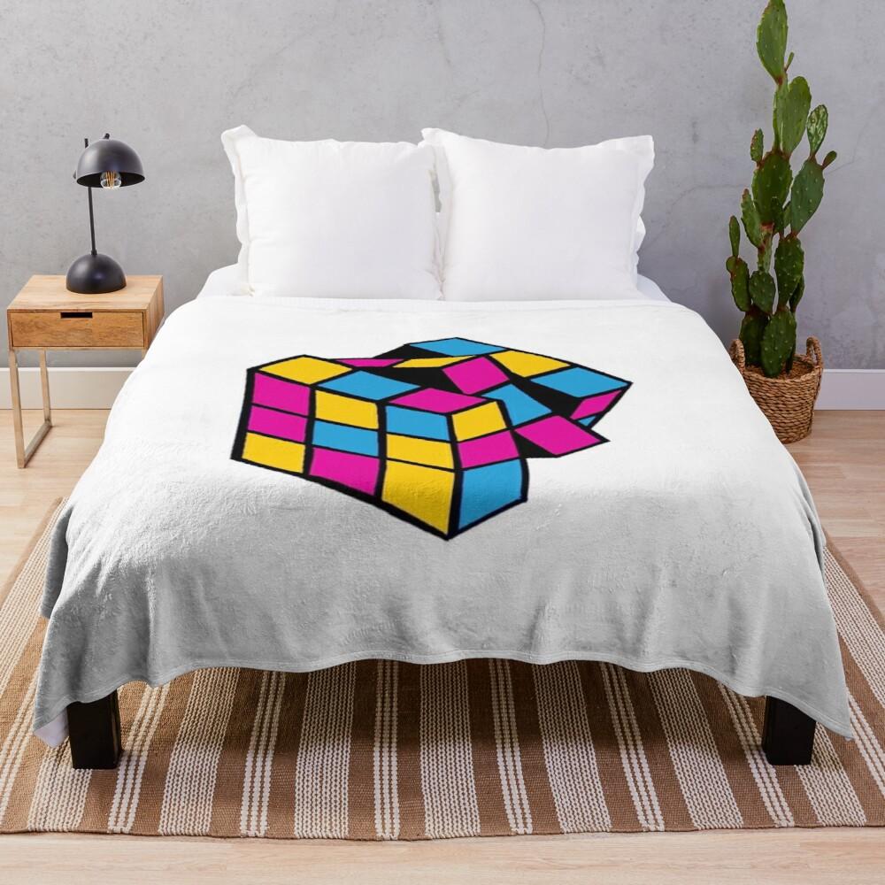 Color Rubik'S Cube Pattern Flannel Blanket Digital Printing Blanket Bedspread Leisure Sofa Blanket