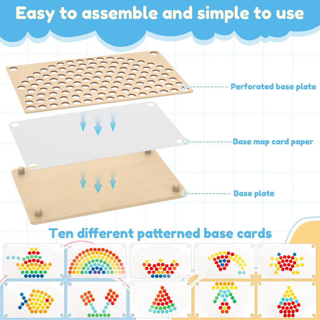 Wooden Peg Board Bead Game Toy Toddler Montessori Toys Baby Stacking Matching Counting Color Sorting Game Early Education Toys