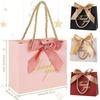 6/12PCS Pack Gift Bag Pink White Black Red Tote Bag Ribbon Bow Decoration Bronzing"Thank You" Text Birthday Wedding Gift Bag ZYF