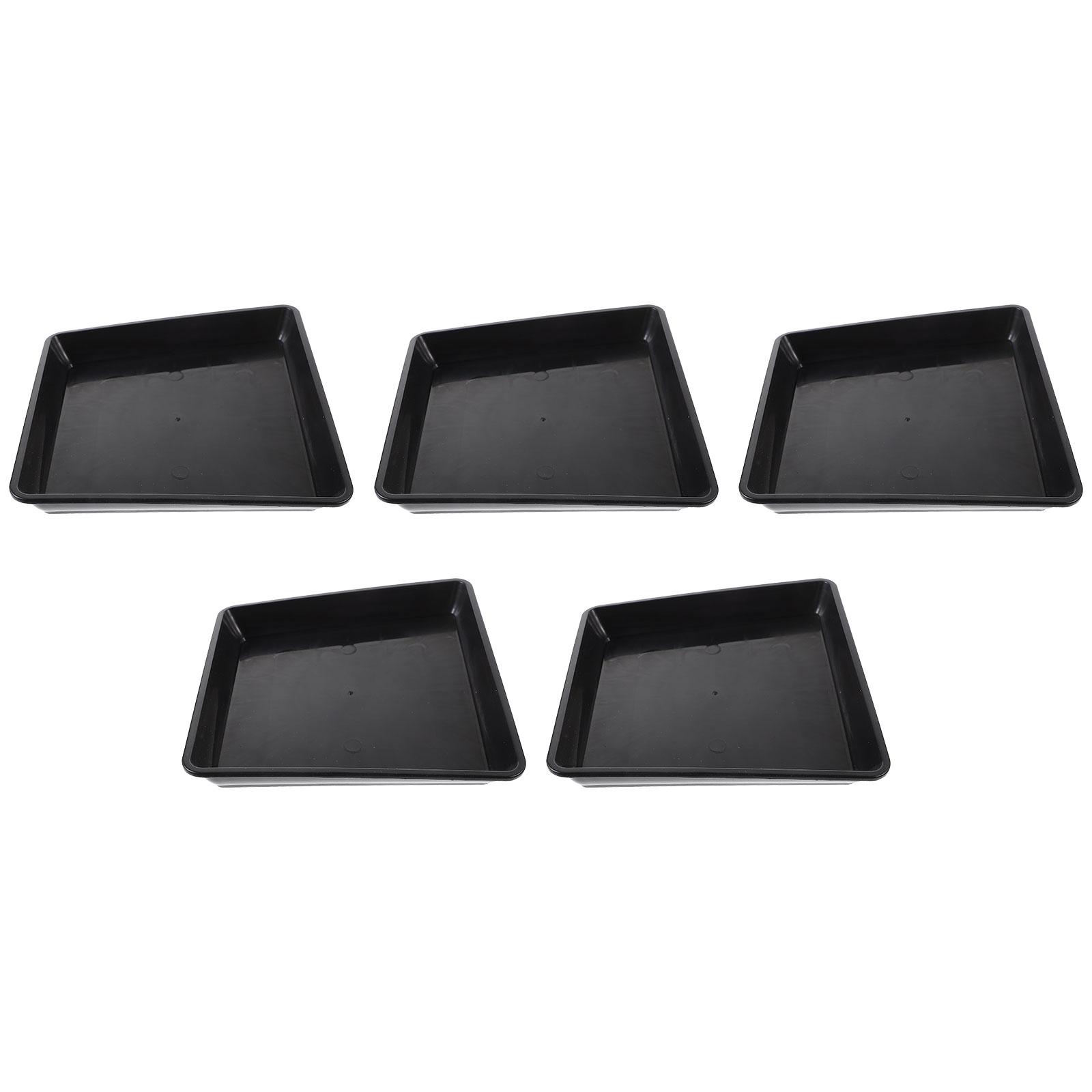 5 Pièces Soucoupe Support Pot de Fleurs Plantes d'Intérieur Transparent Jardin Carré Roues Support Support noir