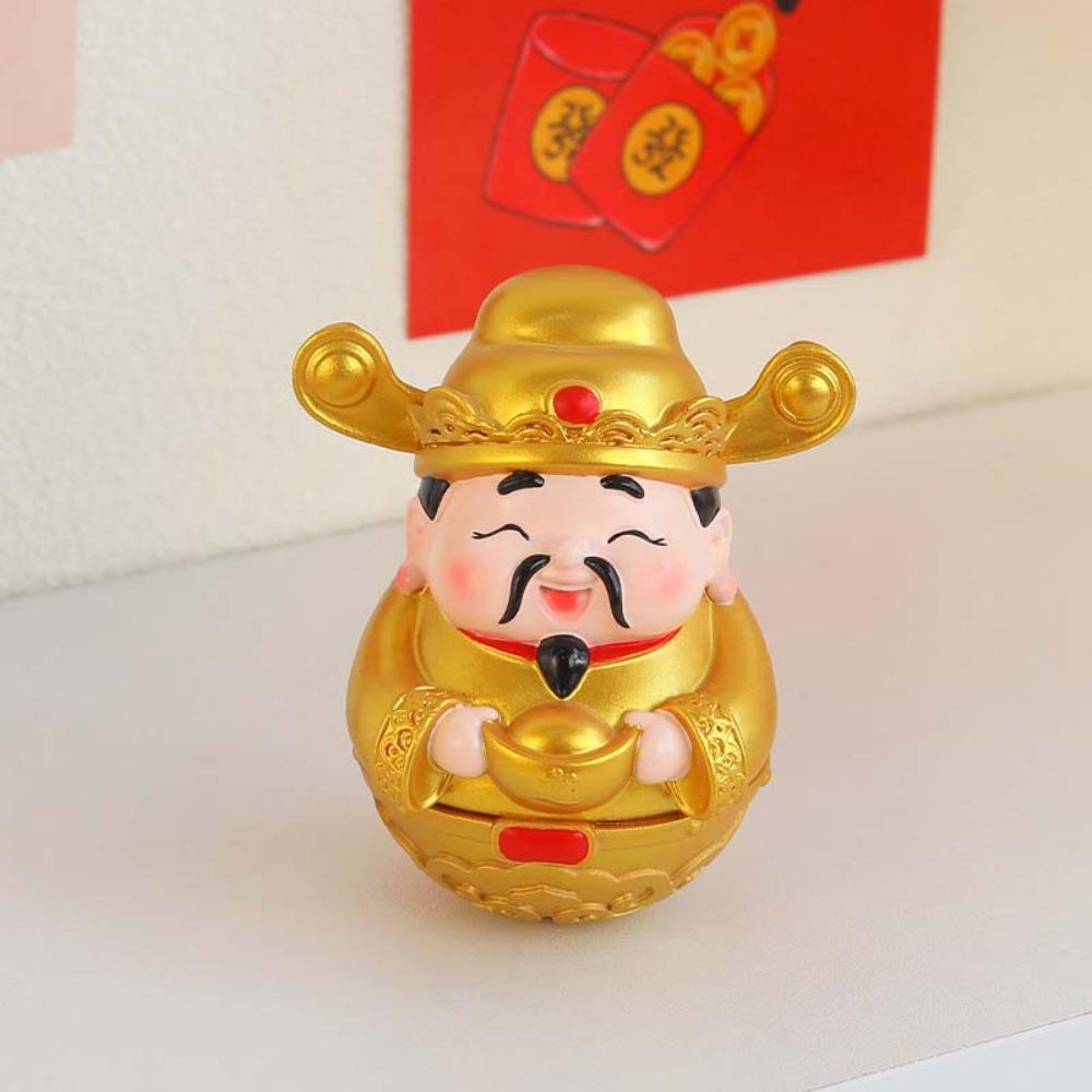 Creative Cute God of Wealth Ornament Cartoon Resin New Year Tumbler Funny Blessing Fortune Desktop Decoration Spring Festival