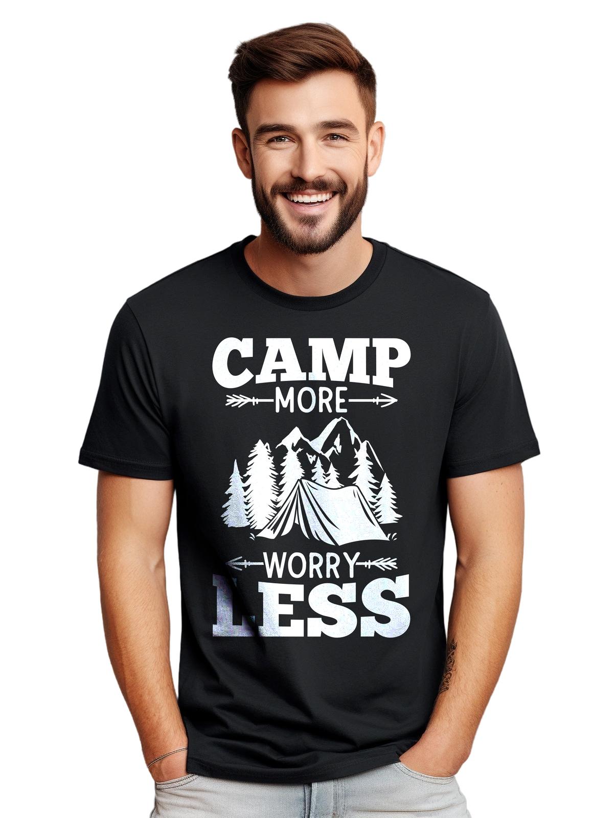 

Camp More Worry Less T-Shirt Mens Womens Tees Top - Funny and Camping-Inspir ed! Funny T-Shirt Mens Womens Tees Top, Unisex L