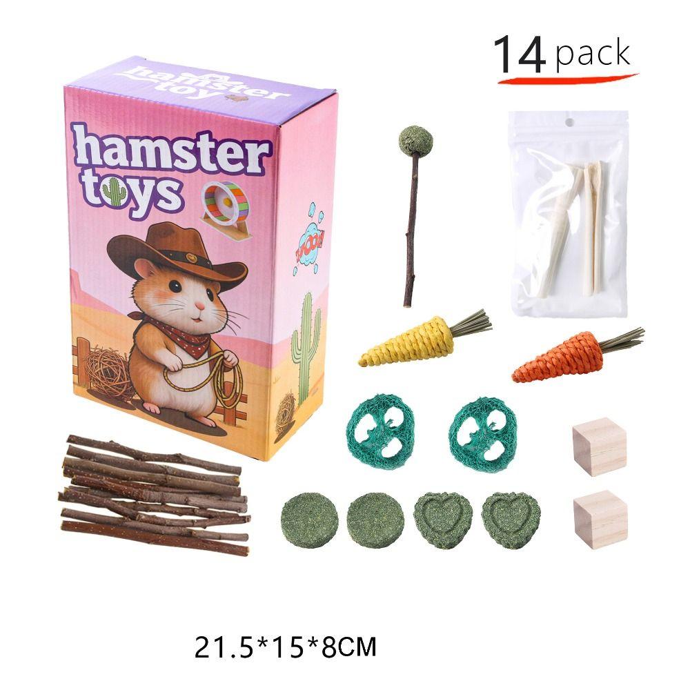 Bite Resistant Hamster Chew Toys Multi Piece Set Interactive Small Animal Toy Set Teeth Grinding Colorful Wooden Pet Toys