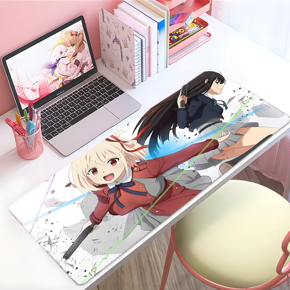 Beautiful Anime LLycoris Recoil Takina Inoue Mouse Pad Large Thick Desk Pad Stitched Edges Gaming Mouse Mat For Pc