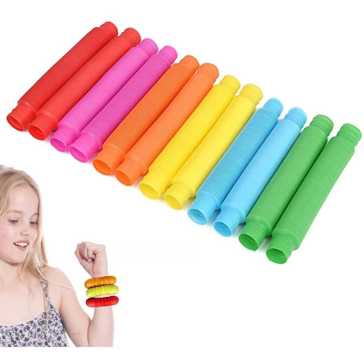

8 Pack Mini Pop Tube Sensory Fidget Toy Colorful Heavy-Duty for Construction Building Educational Toys for Stress set of 8