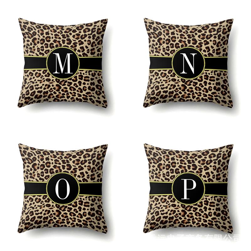 Polyester Pillow Case Leopard Print Decoration Home 26 English Letter Printing Pillow Case