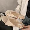 Cool Slippers Women's 2025 New Retro Premium with Skirt Square Head Pleated Thick-soled Slippers Women's Summer Outer Wear