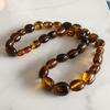 Unisex Raw Blood Amber Stone Necklace, Single-Strand Design