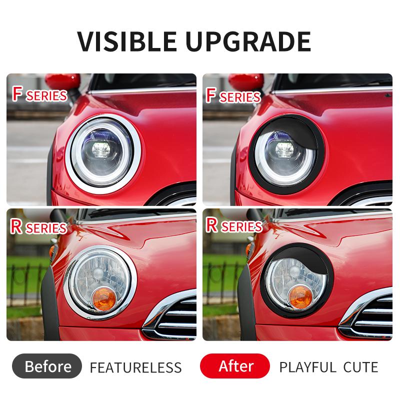 ABS Glänzend Und Matt Schwarz Farbe Wütendes Augenlid Für MINI Cooper F65 F66 F54 F55 F56 F57 R55 R56 R57 R58 R59 Auto-Scheinwerferaufkleber