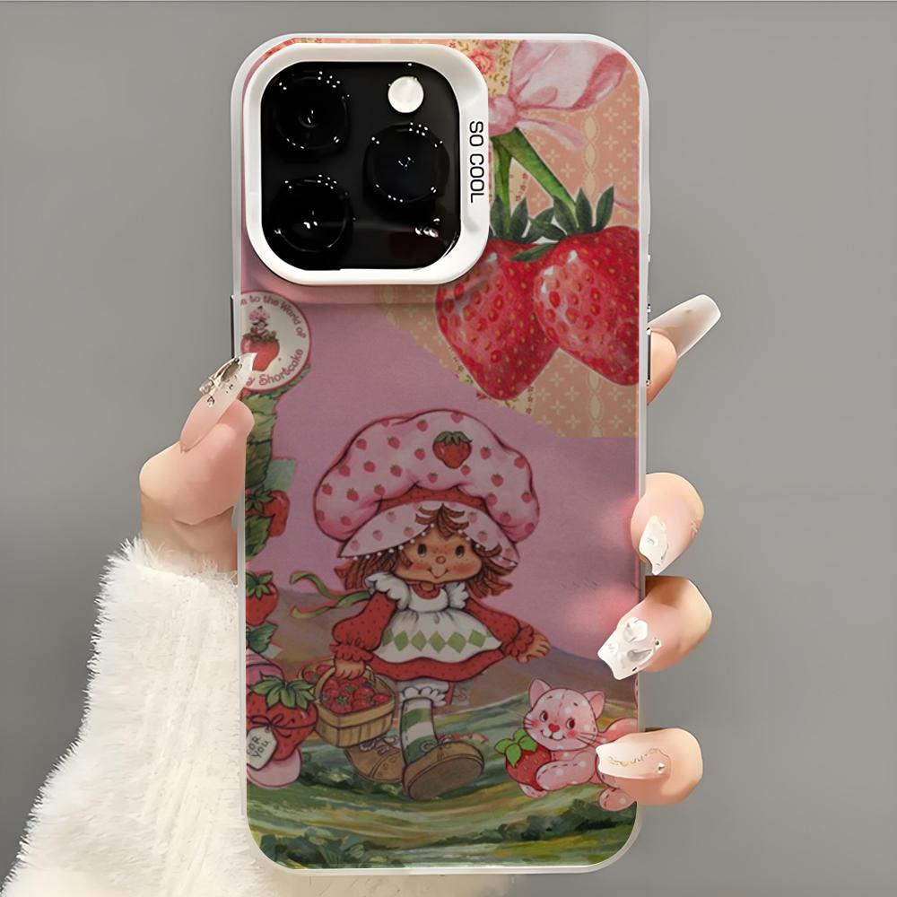 Girl Pink Strawberry S-Shortcake Phone Case  Phone Case For iPhone 14 16 15 11 12 13 Pro Max Mini Plus Shockproof Cover
