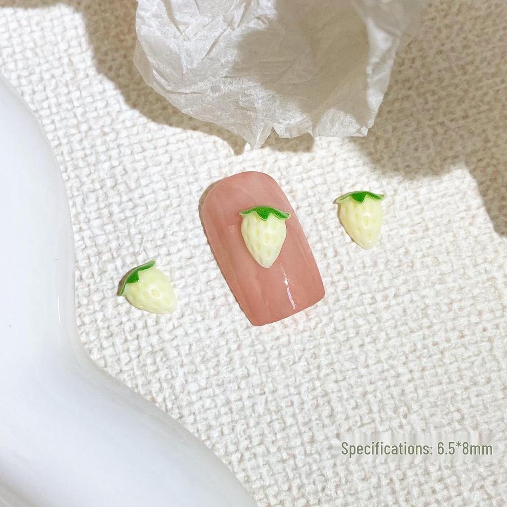 Pink Gradient Strawberry Nail Art Charms - DIY Decorative Cartoon Fruit Accessories