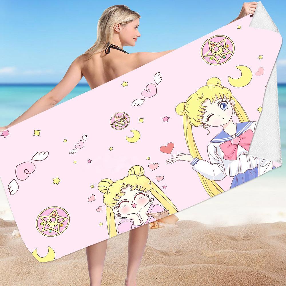 Sailor Moon Beach Towel Microfiber Swimming Towel Quick Drying Cartoon Animation Beach Towel Bath Towel Microfiber 75*150cm