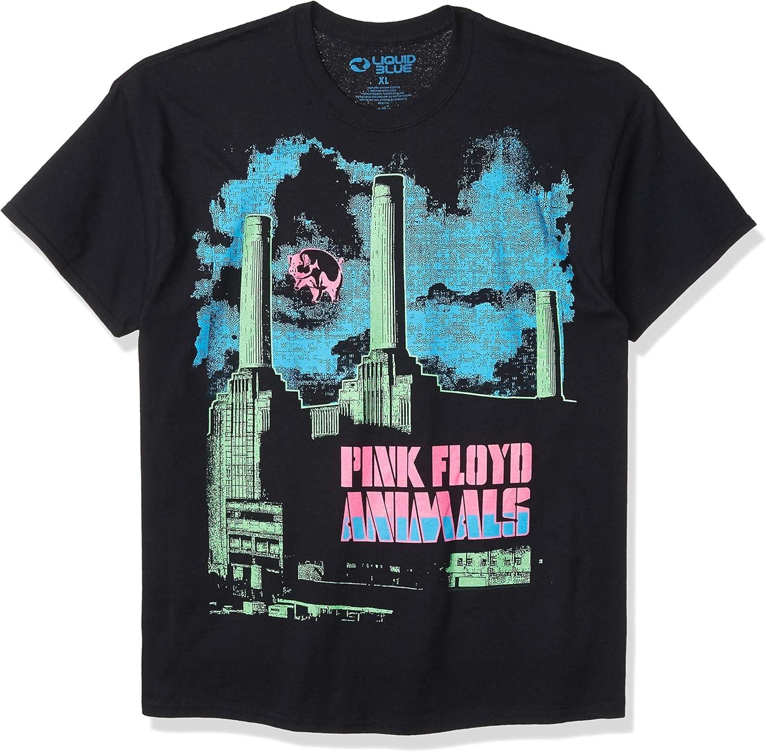 Liquid Blue Unisex-Adult Pink Floyd Animals Blacklight Vintage Print T-shirtT-Shirt S