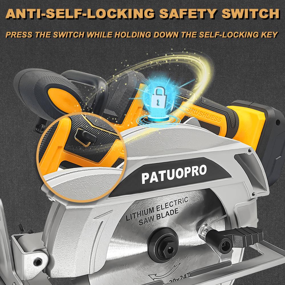 PATUOPRO 1500W Brushless Circular Saw Cordless Electric Saw Stone Woodworking Cutting Power Tools For Makita 18V Battery(No Batt