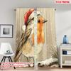 2pcs 2D Flat Printing Christmas Party Curtains Christmas Robin Bird Snow Digital Printed Polyester Drapes Party Decorations for
