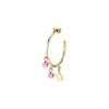 Single Gold Tone Steel Star Earrings With Fuchsia Beads LPS02AQM44 For Women