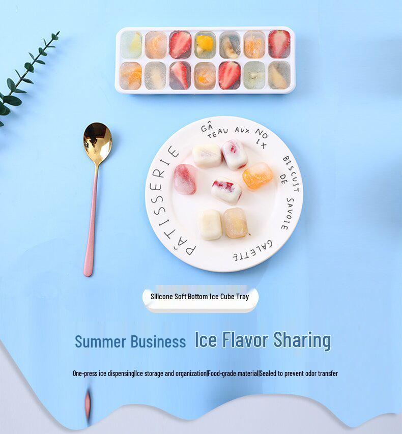 14-Compartment Silicone Fruit Ice Cube Mold for Homemade DIY Ice Cubes