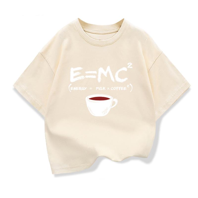 T-shirt d'été pour garçons Coton Décontracté Drôle Imprimé Énergie=Lait+Café Hommes Cool Lâche Col Rond Hauts Pour Bébés Enfants Manches Courtes T-shirts Hommes