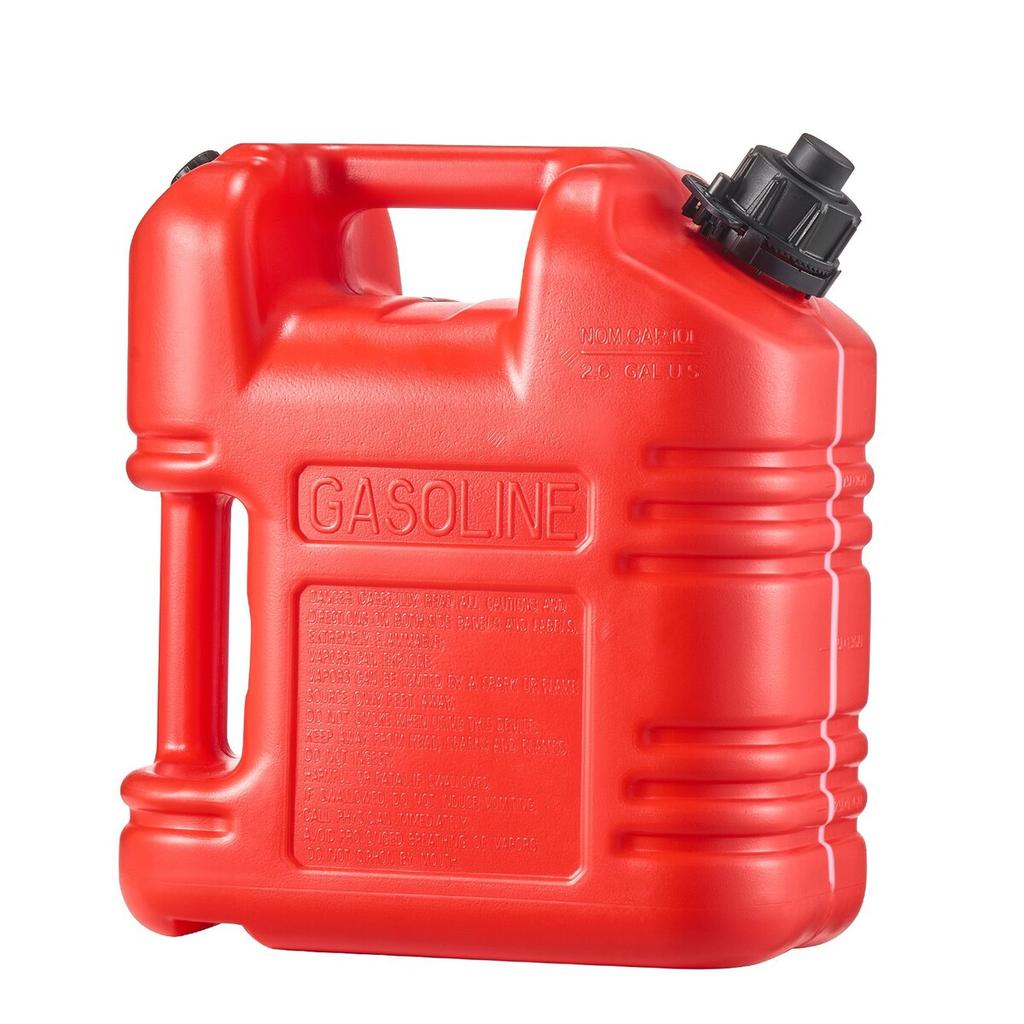 Fuel Container, 9.5 L, Gas Tank with Spout & Clear Scale, 15 L/min Max Flow Rate, Secure & Leak-proof, Portable Flat Fluid Container for Most Cars