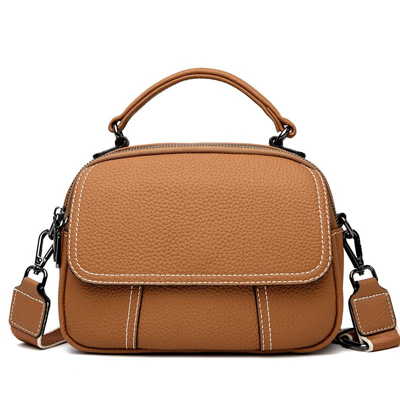 New shoulder leather women's bag versatile high-end feeling first layer cowhide portable messenger bag