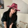 Hiking Western Cowboy Hat Adjustable Plaid Knight Hat Vintage Wide Brim Sun Hat  for Male Female