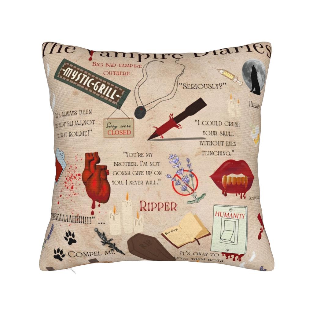 The Vampire Diaries Cartoon Pillowcase Polyester Cushion Cover Decoration TV Series Throw Pillow Case Cover Seater Wholesale