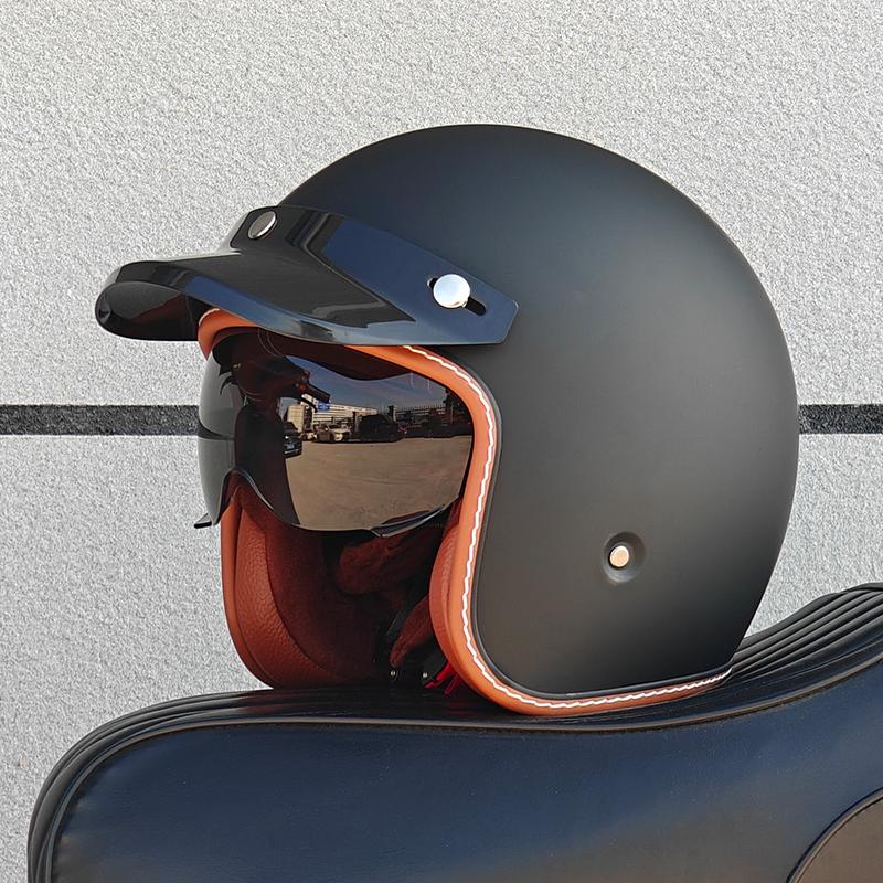 ORZ NEW adult motorcycle helmet retro cruise 3/4 motorcycle half helmet with sun visor DOT approved