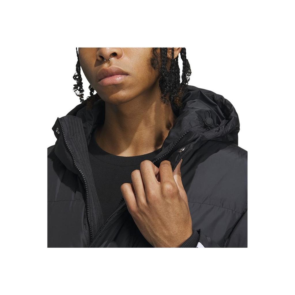 adidas Originals FW23 Winter Series Long Puffer Jacket With Classic Stripes Men Outerwear Black IU4831