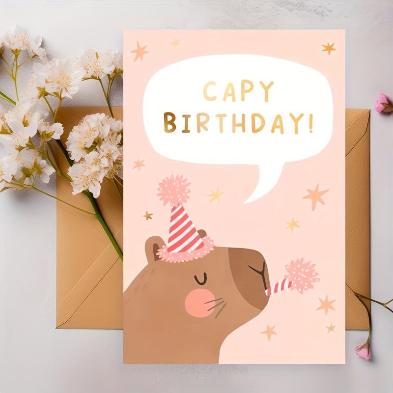 1 Pezzo Capibara Fantasy Biglietto di Compleanno Animale Carino Stampa Stellare Decorazione Auguri di Buon Compleanno Biglietto Amici e Famiglia Regali Unici