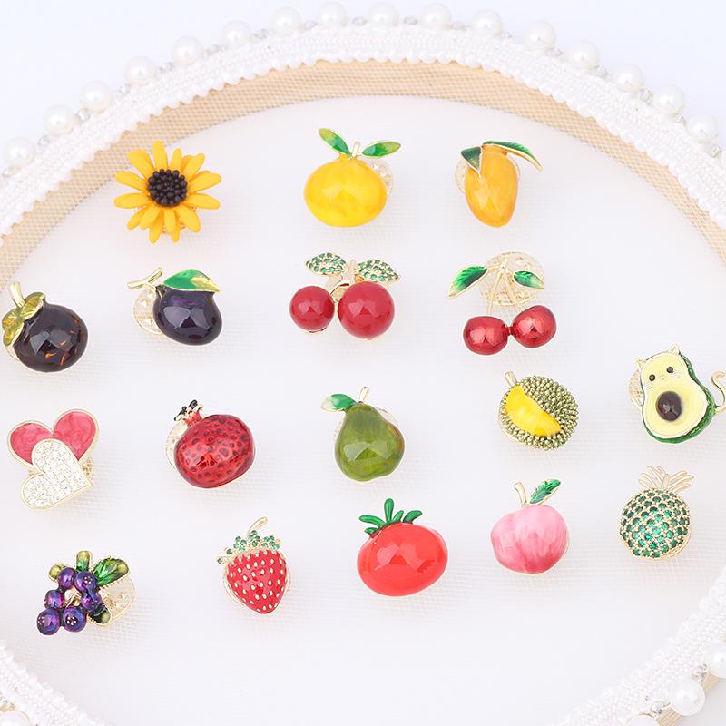 Japanese Cute Fruit Enamel Brooch: Peach & Cherry Lapel Pin
