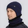 Men's Winter Knit Hat and Scarf Set with Ear Protection for Seniors