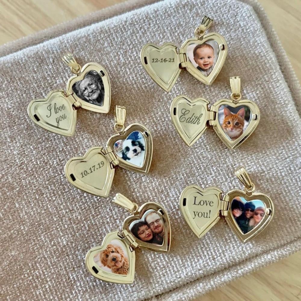 Gold Photo Album Necklace Retro Style Foldable Open Close Necklace Photo Holding Heart-Shaped Album Photo Frame Necklace Jewelry