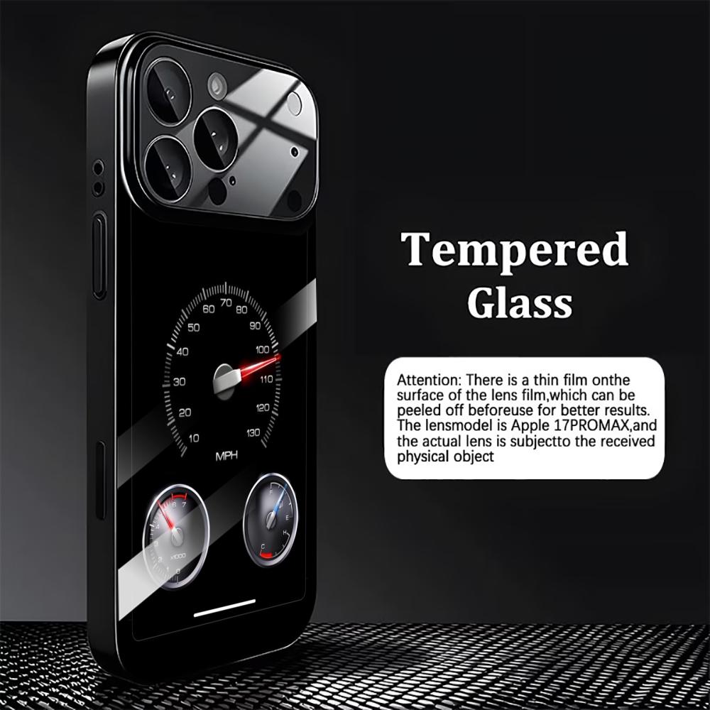 Black Car Dashboard Art mobile phones Glass phone case for iphone 17 pro max cover for iPhone 17 16 15 14 13 12 11pm Pro Plus