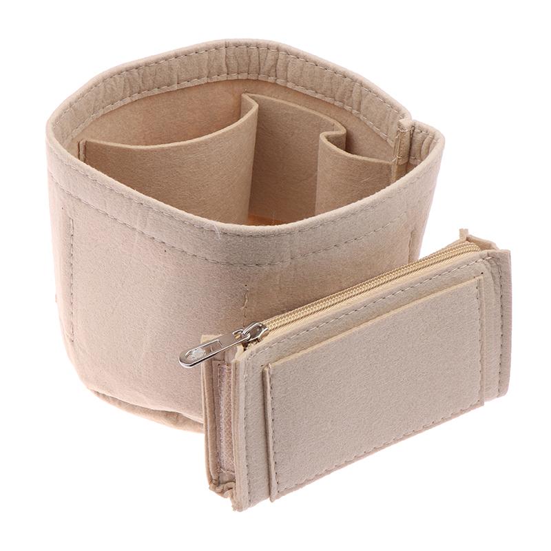 2 Style Felt Cloth Insert Bag Organizer Makeup Round Organizer Travel Inner Cosmetic Bags