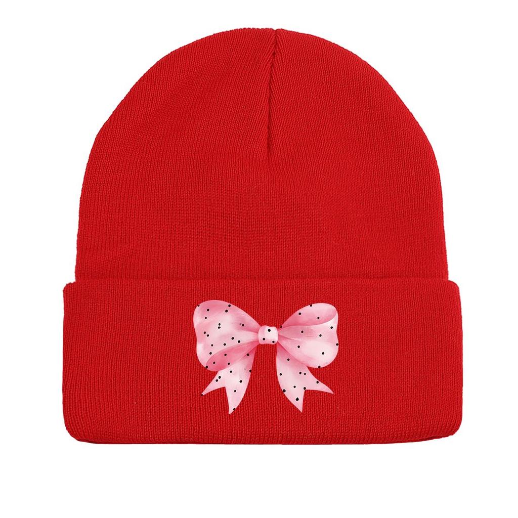 Daisy Bowknot Winter Knitted Hat Beanie, Flower Skull Cap Soft Warm Leisure Pompom Beanies Knit Cap Beanie