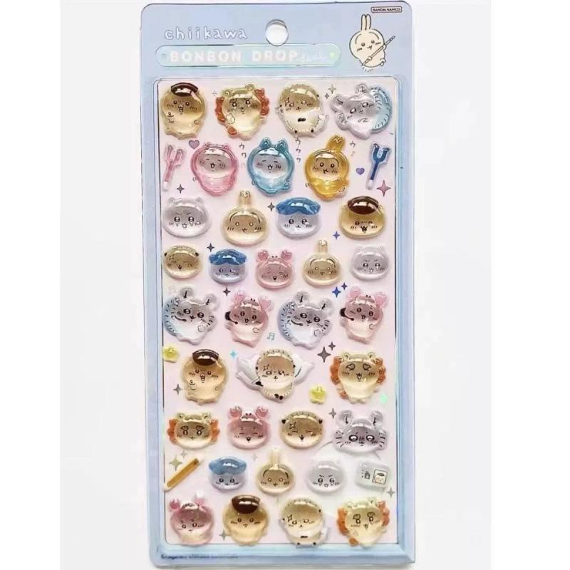 Chiikawa 3D Crystal Stickers Usagi Stereoscopic Adhesive Decal Glitter Transparent Sticker Diy Scrapbook Laptop Phone Decorative