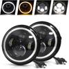 7 Inch Approved Round Led Headlights, 2 Pieces Halo Projector Headlight Angel Eye Ring Drl And Amber Light