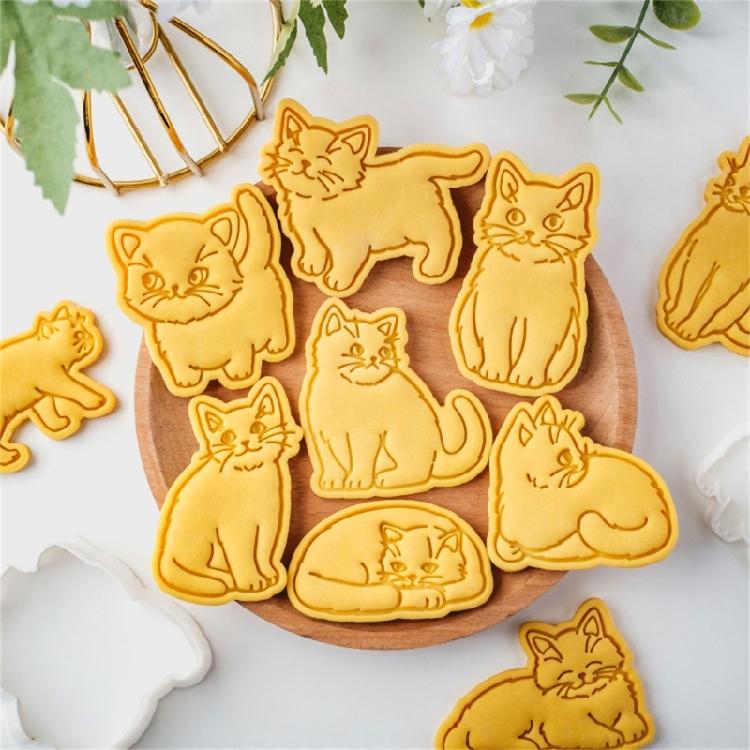 Assorted Cats Shape Cookie Molds Creative Cats Designs Biscuits Baking Stamper for DIY Cookie Making Enthusiasts