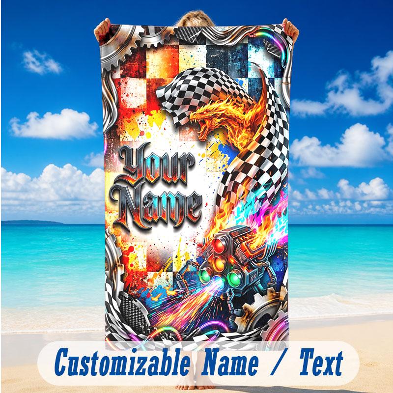 Fantasy Magic Theme Beach Towel Personalized Custom Name & Text Soft Quick Dry Beach Towel for Swimming Travel