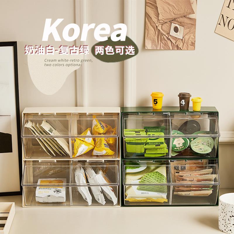 

Dustproof Cover Tea Bag Storage Box Coffee Milk Tea Organize the Shelves Transparent Acrylic Office Desktop Tea