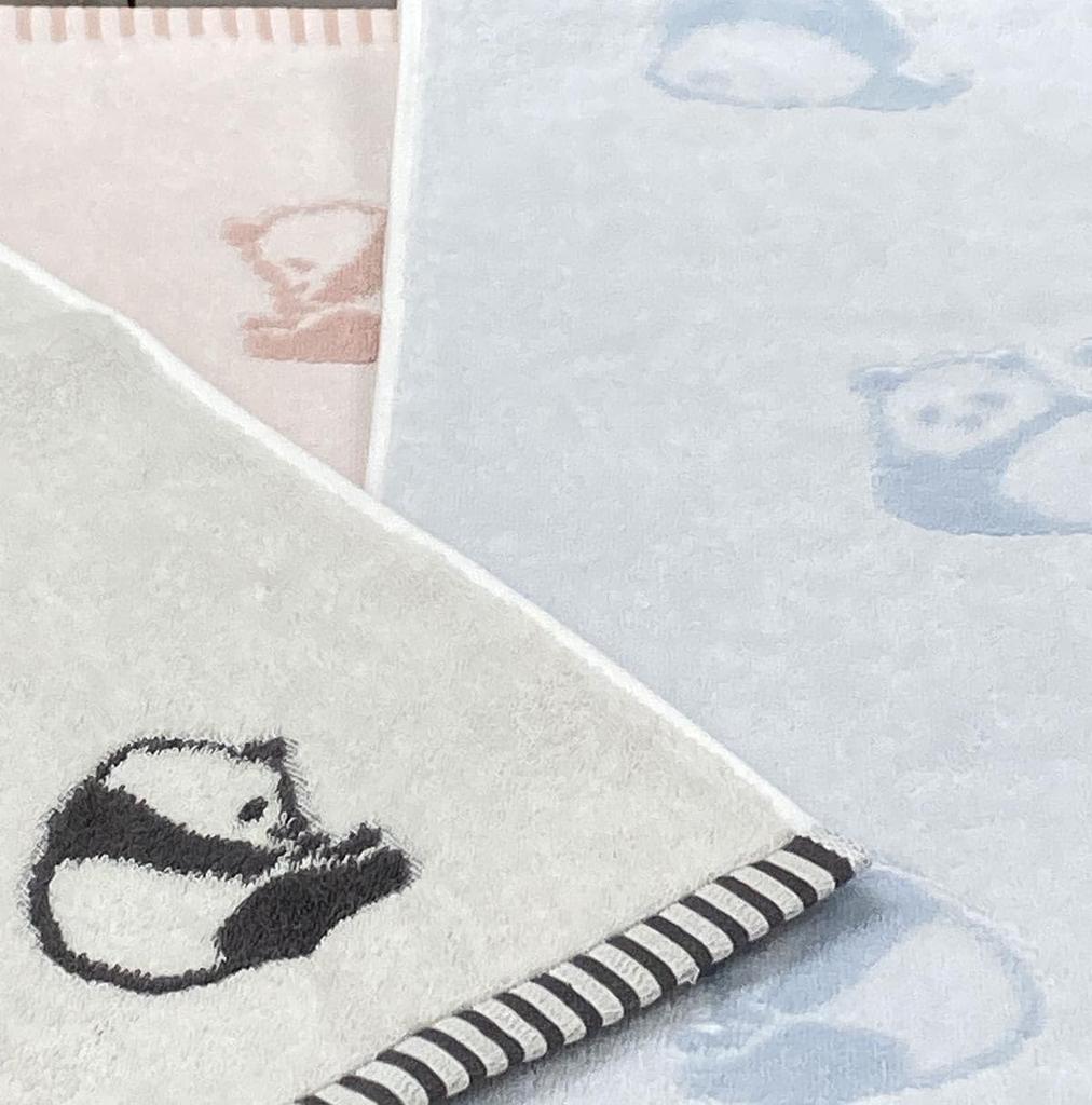 Imabari Towel Bath Set of Animal Print Gentle on Ideal for Made in Nap Time Towels, 2, (Panda Pattern), 60x120cm, 100% Cotton, Skin, Daycare, Babies,