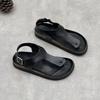 Fashion GKTINOO Handmade Genuine Leather Flat Sandals For Summer 2025 New Solid Color Square Buckle Simple Soft Cowhide Women's Shoes