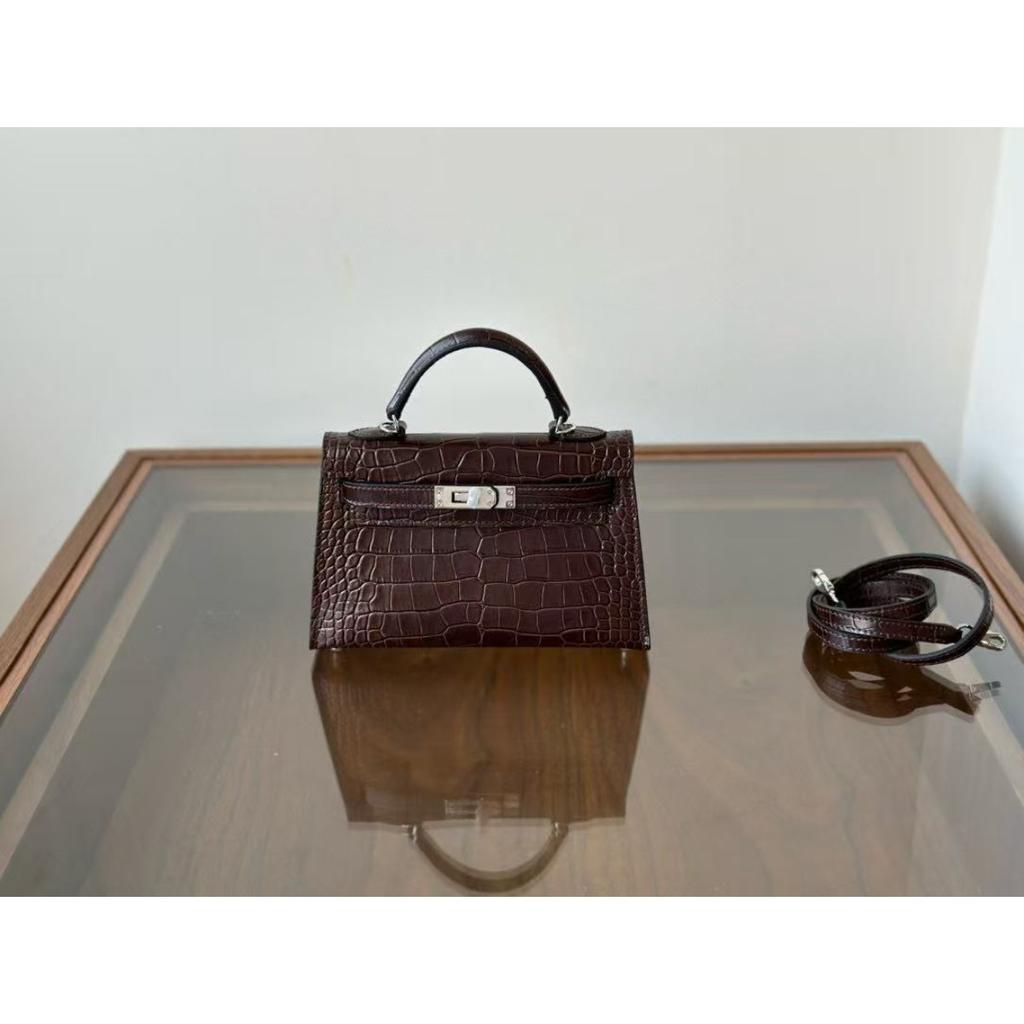 Kelli druhá generace 19cm vzor krokodýlí první vrstva hovězí kůže taška přes rameno messenger dámská taška high-end taška