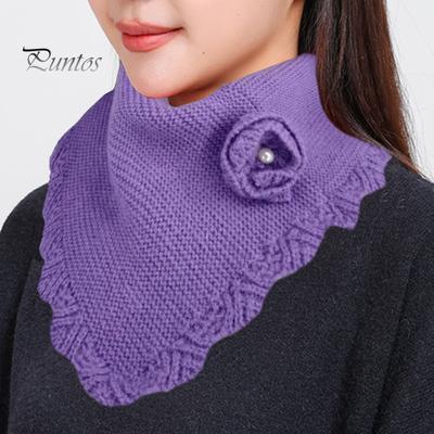 Colletto finto con decorazione floreale, sciarpa lavorata a maglia tinta unita, morbida, calda, accessorio invernale per abito da sposa