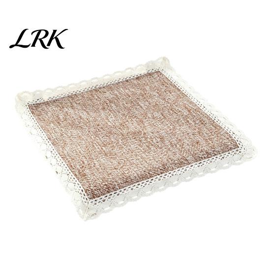 Cotton Linen Pads for Hard Chairs Chair Pad with Ties, Striped Plaid Mat Lightweight Seat Mats Lace Trim, Breathable Dining Office